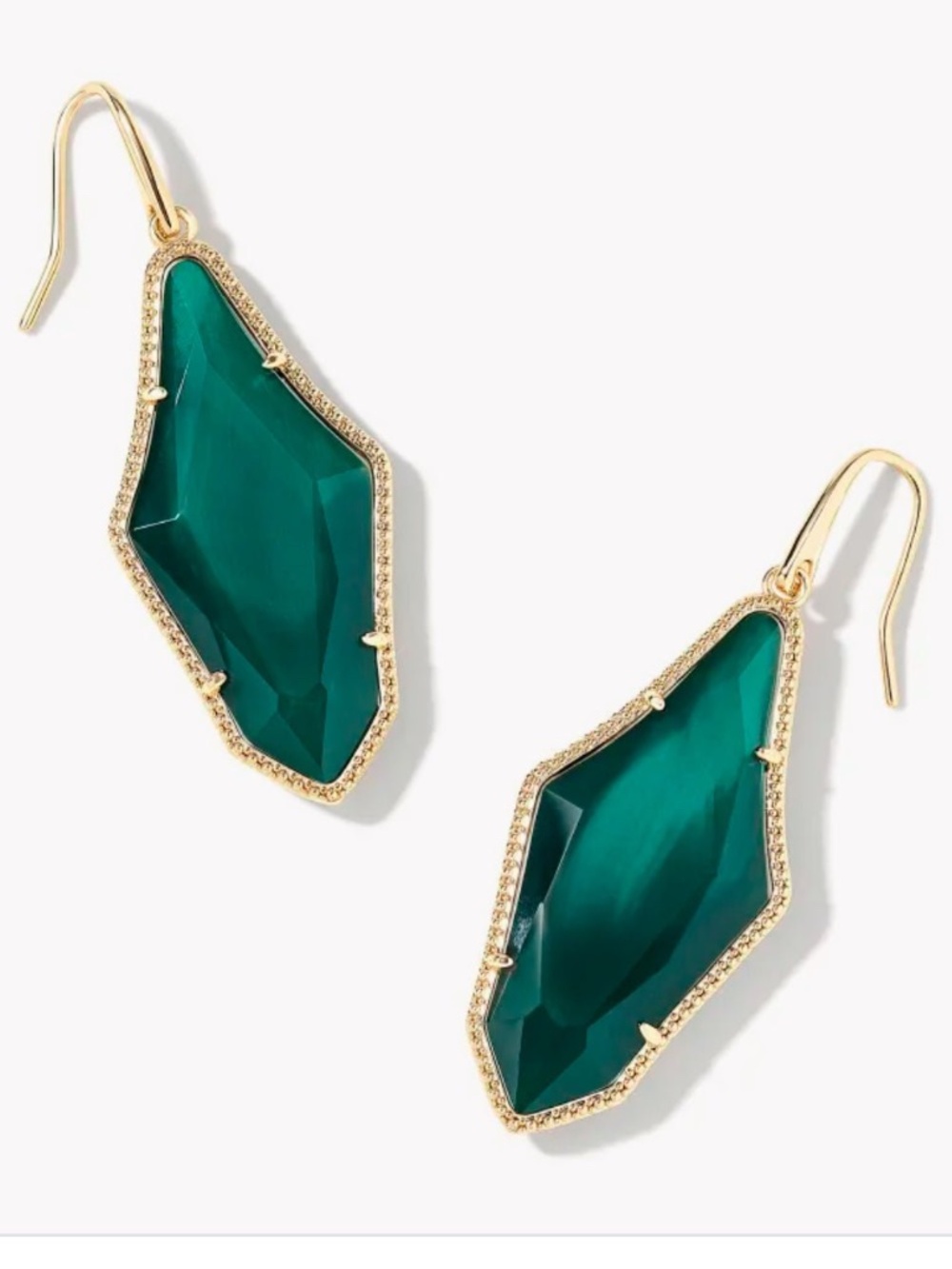 NIB NWT Kendra Scott Evelyn 14K Gold Plated Emerald Stone Drop Earrings